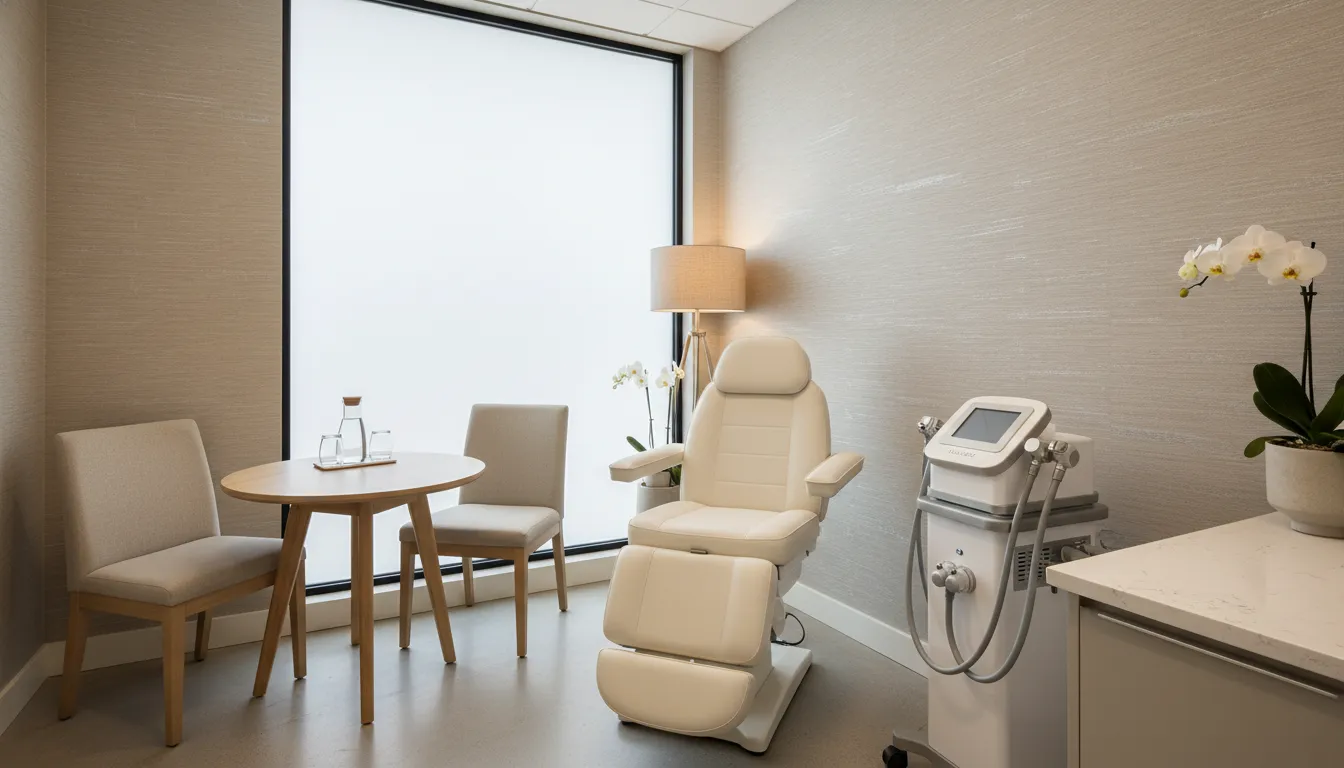 Modern consultation room for eMatrix sublative rejuvenation at a DFW med spa