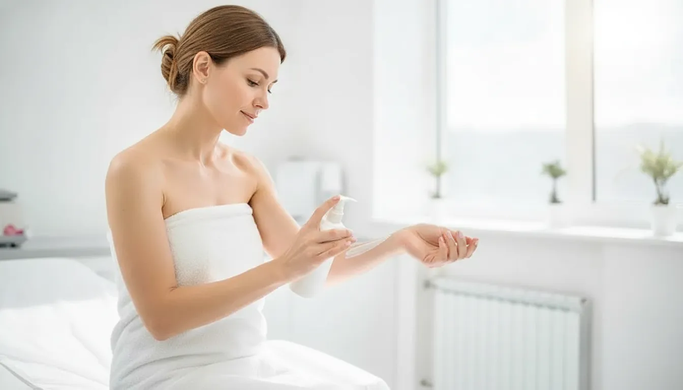 Sunscreen applied during laser hair removal aftercare