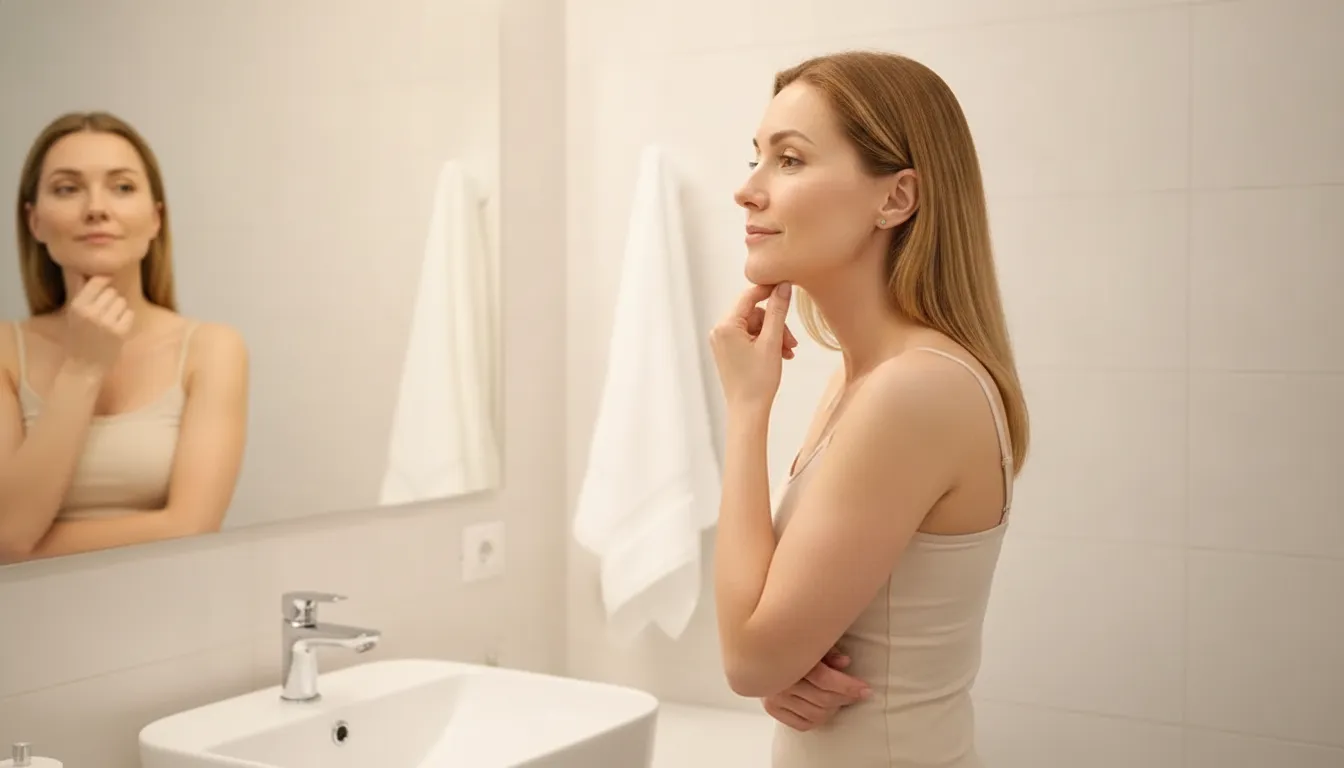 Adult profile showing the under-chin area during double chin treatment education
