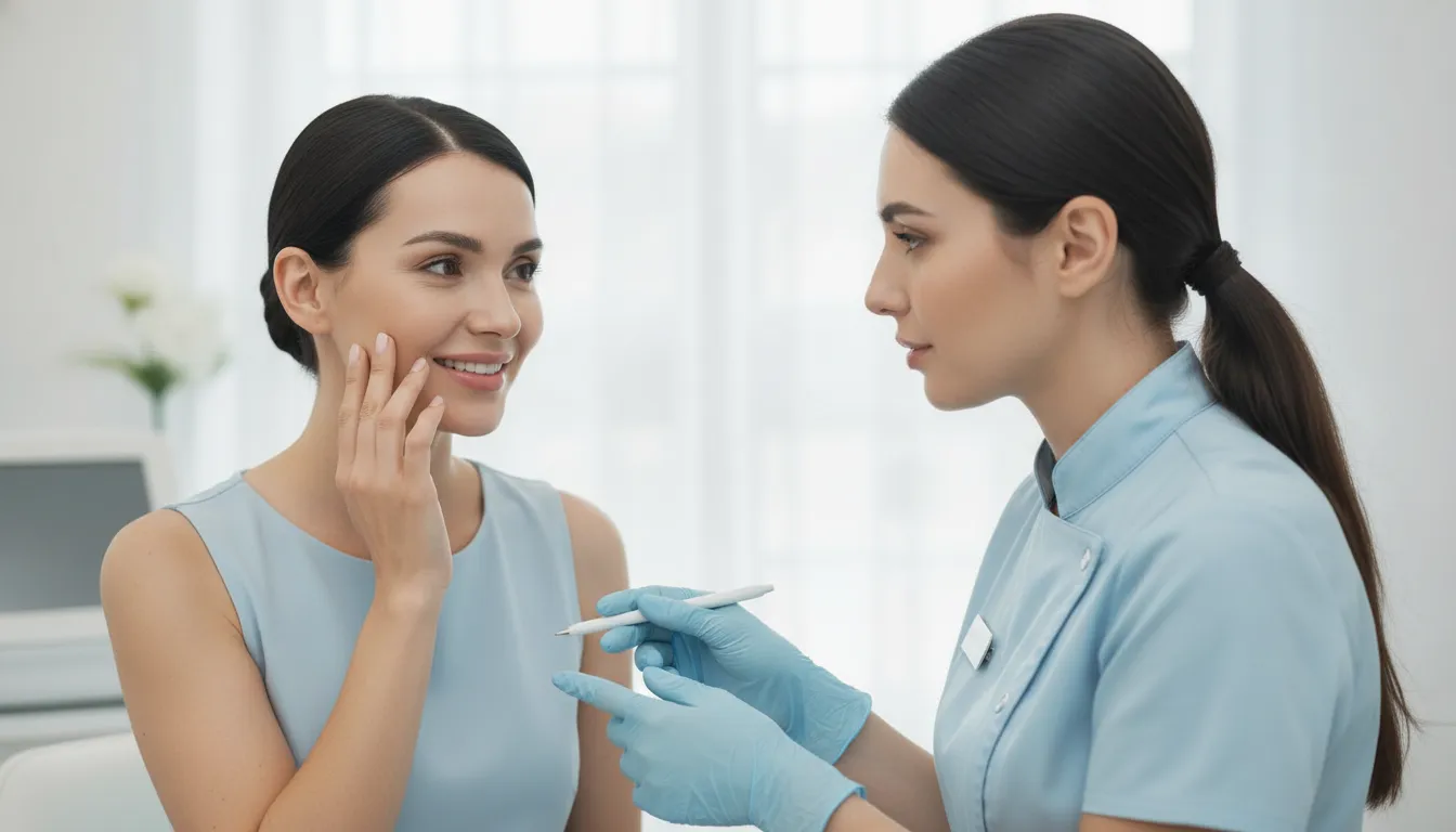 Patient discussing facial contour goals with an aesthetic professional