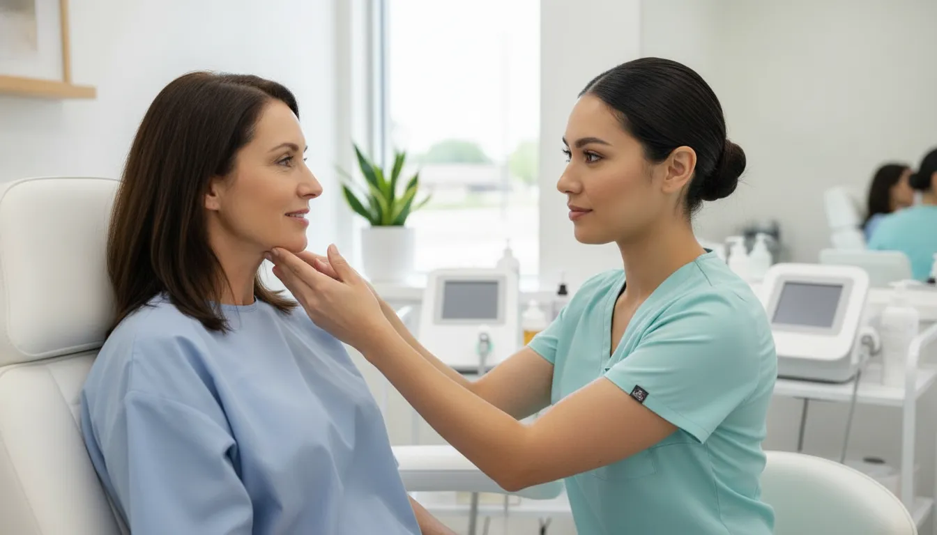 Consultation about Kybella before and after expectations for under-chin contouring