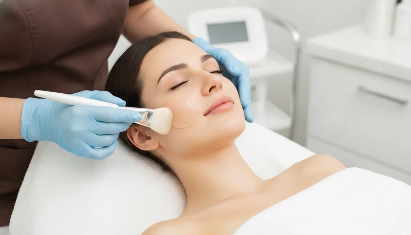 Professional melasma peel treatment being prepared for a patient