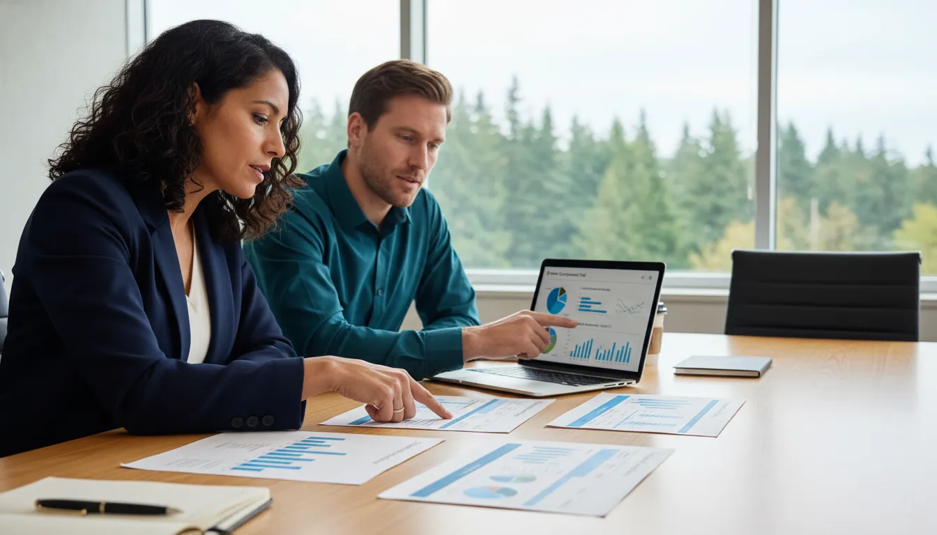 Washington employer and HR manager comparing group health insurance quote costs and networks