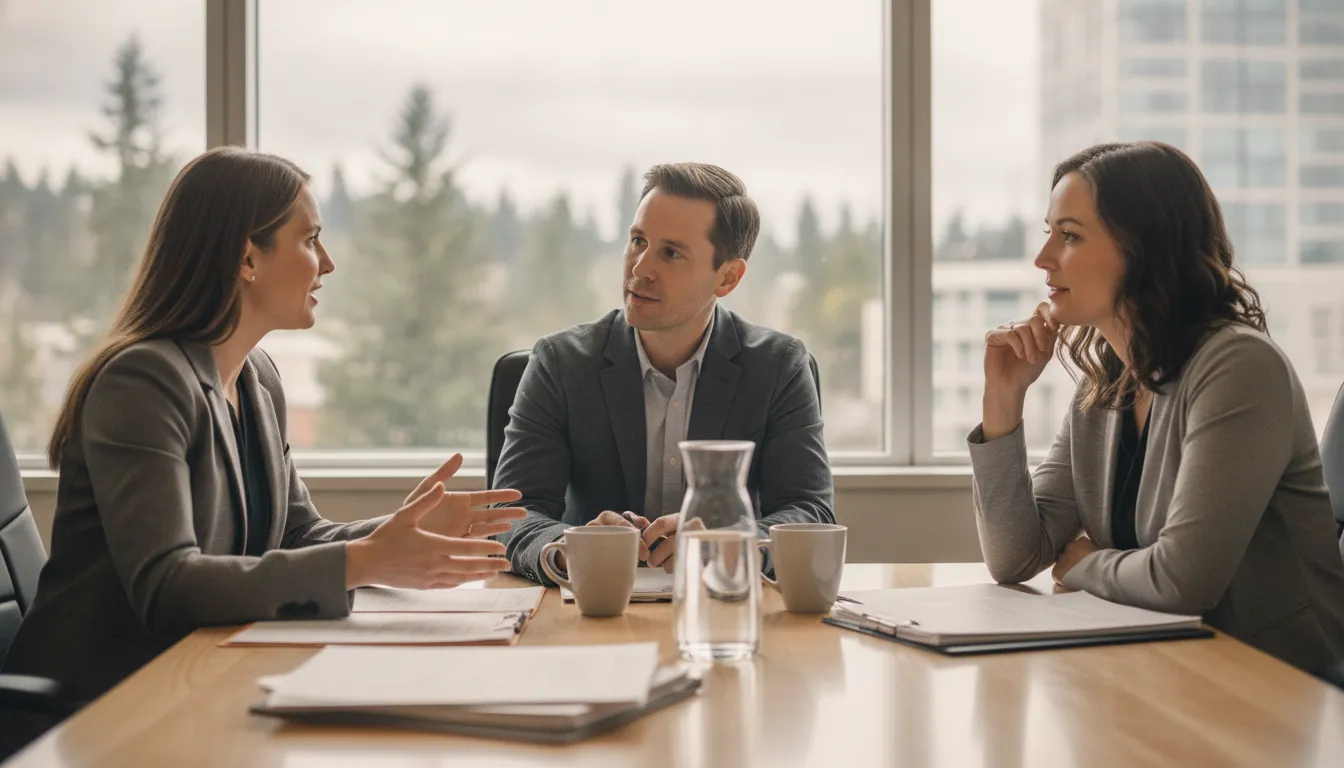 Benefits advisor meeting with Washington business leaders about HRA strategy