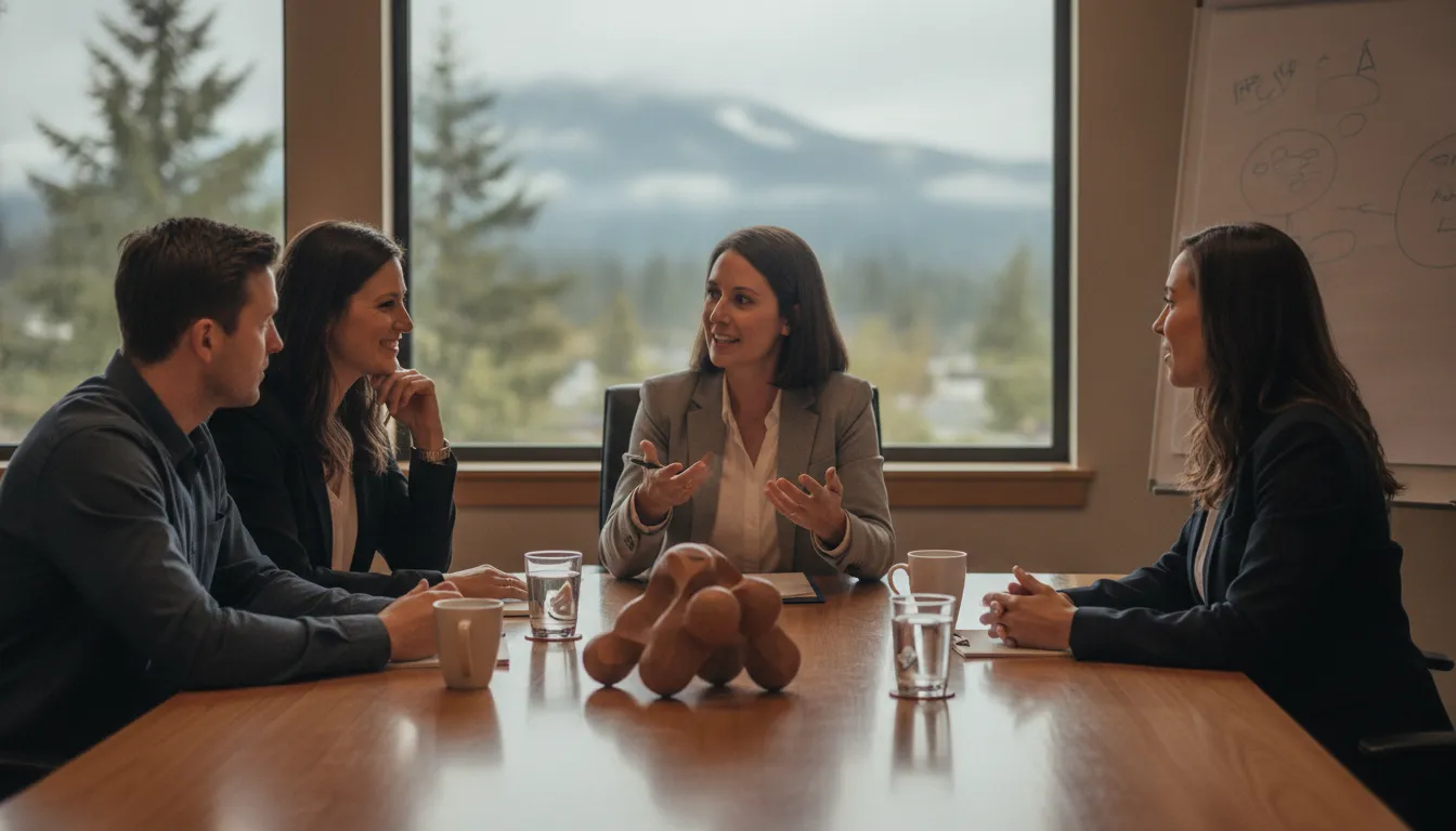 Washington small business leaders discussing benefits planning with an advisor