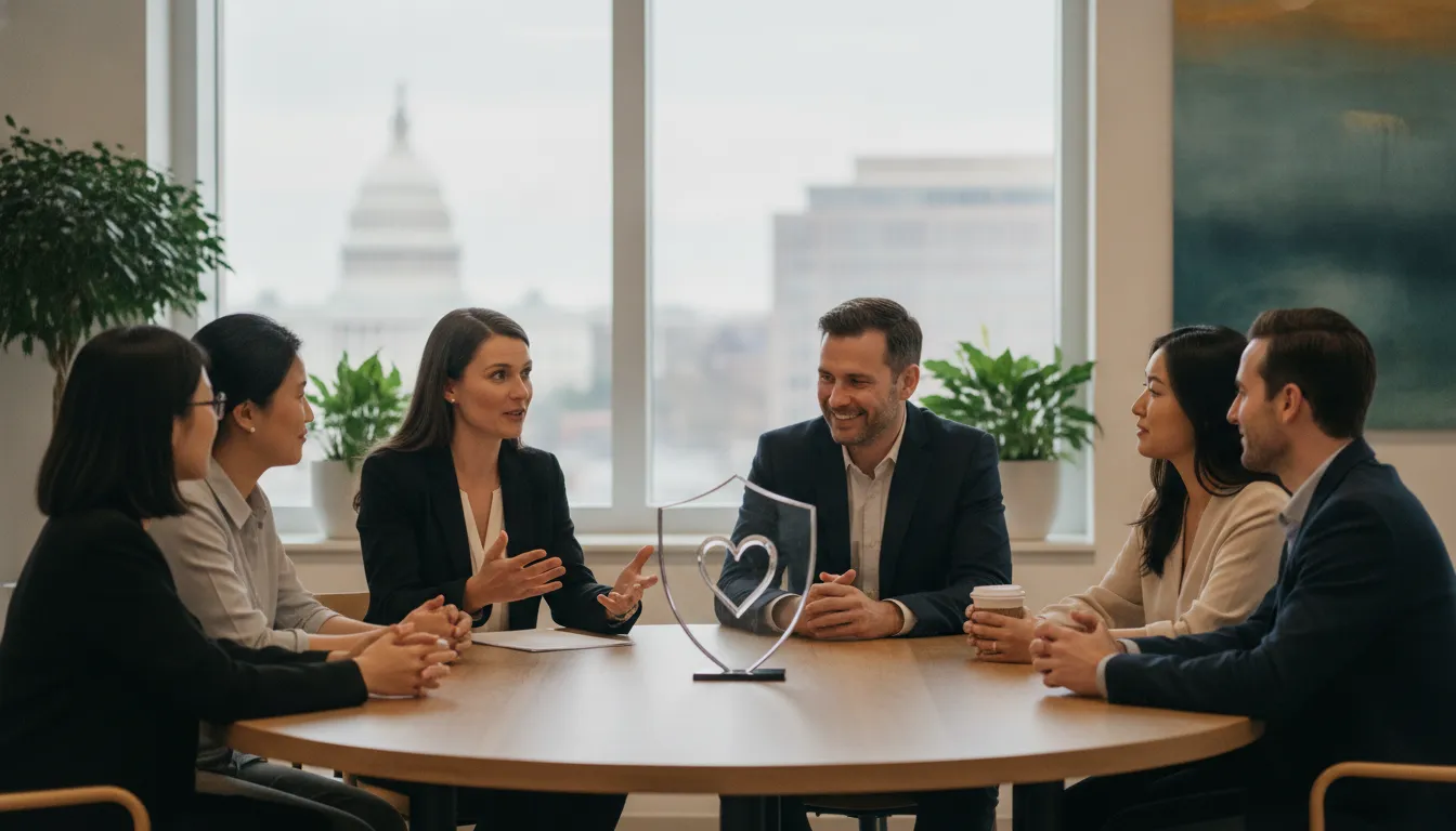 Benefits advisor reviewing health plan options with a Washington employer team