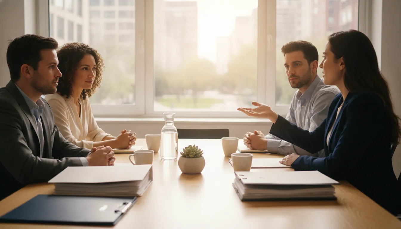Benefits advisor helping an employer explain health plan choices to employees