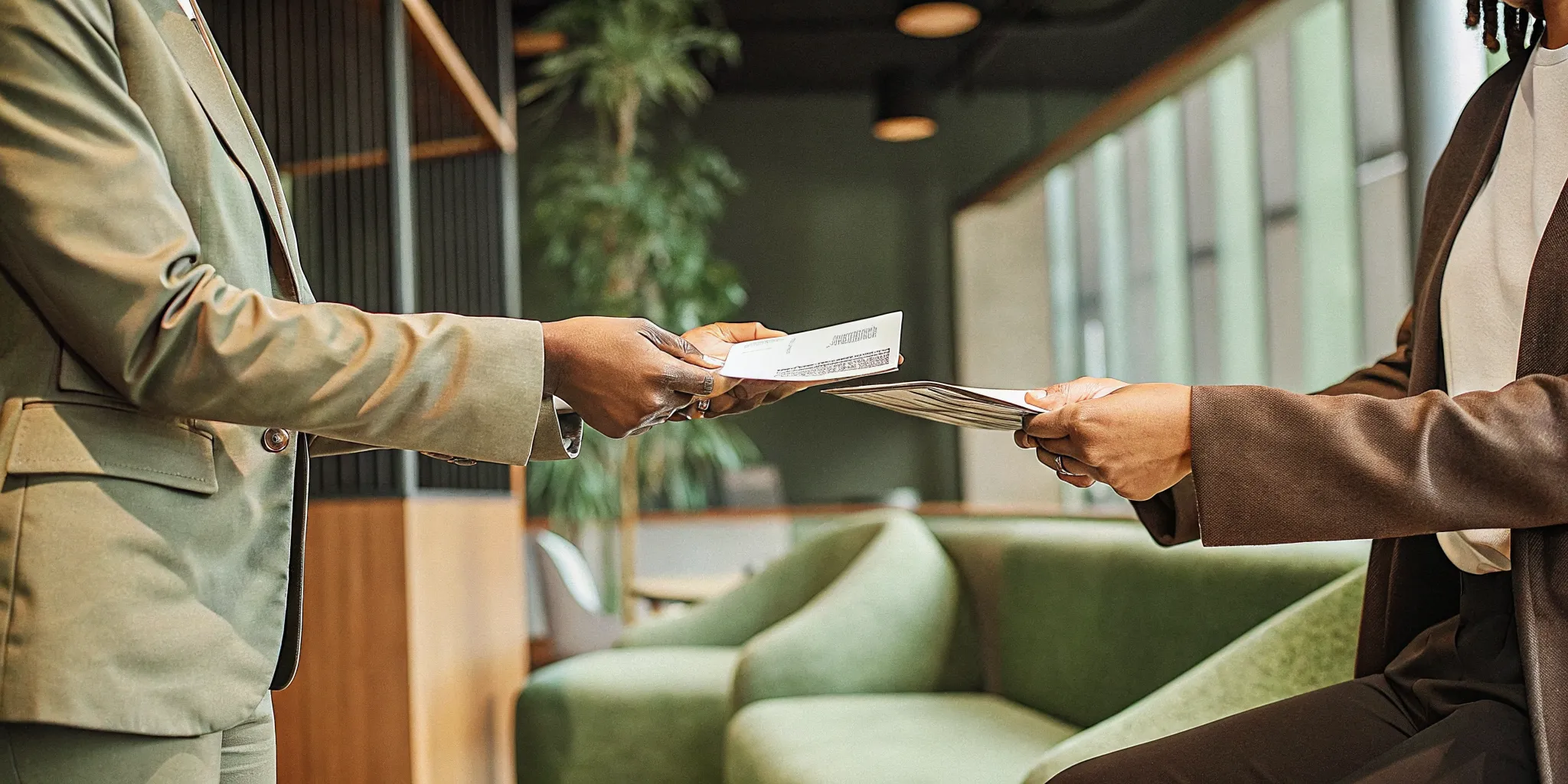 HR administrator securely delivering an employee benefits information packet