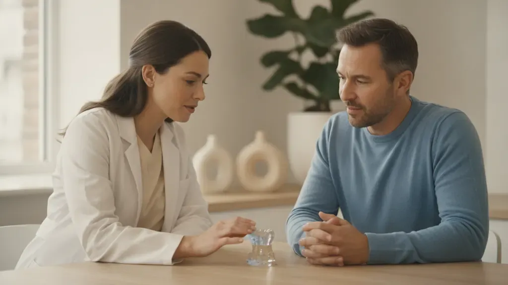 Dentist reviewing tooth replacement options with a San Diego patient
