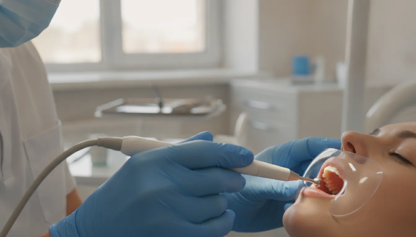 Dentist examining a tooth before planning a dental crown