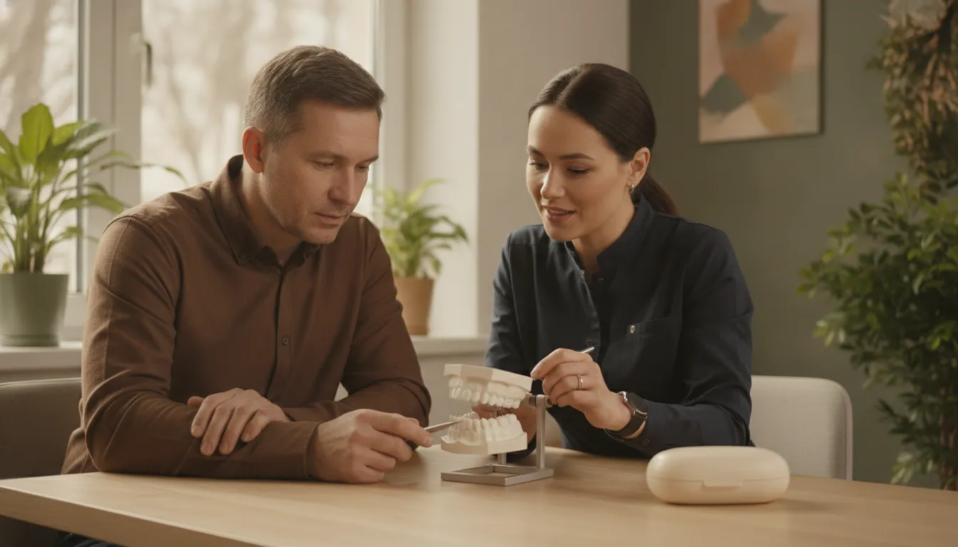 Dentist and patient reviewing an individualized oral health plan