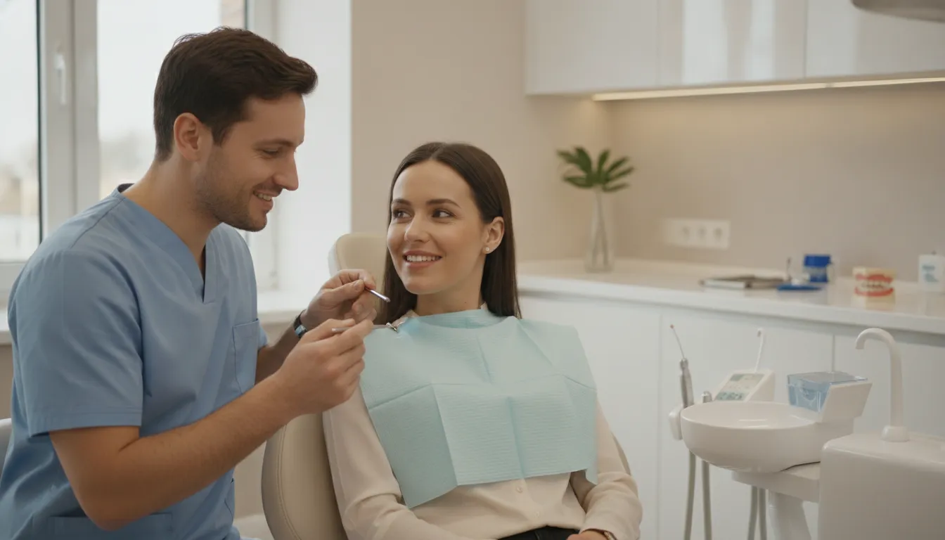 Dental professional performing a gentle gum evaluation