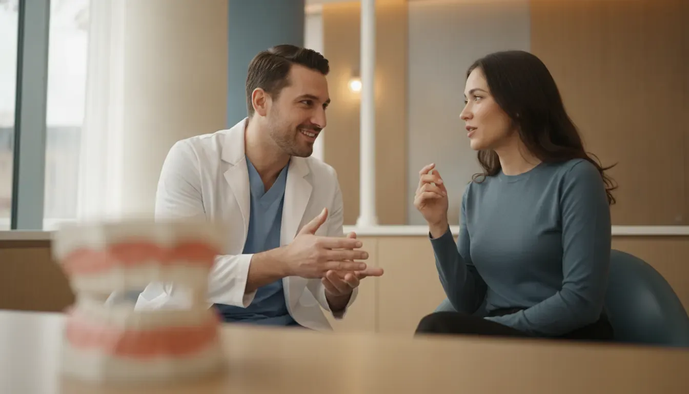 Dentist discussing a personalized full-arch implant treatment plan with a patient