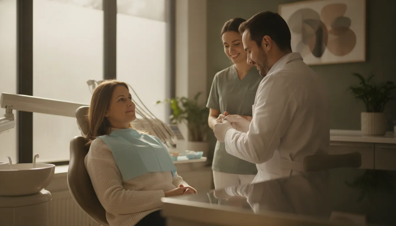 Patient receiving restorative dental care in a modern office