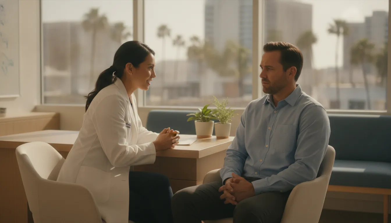 Dentist explaining treatment to a patient