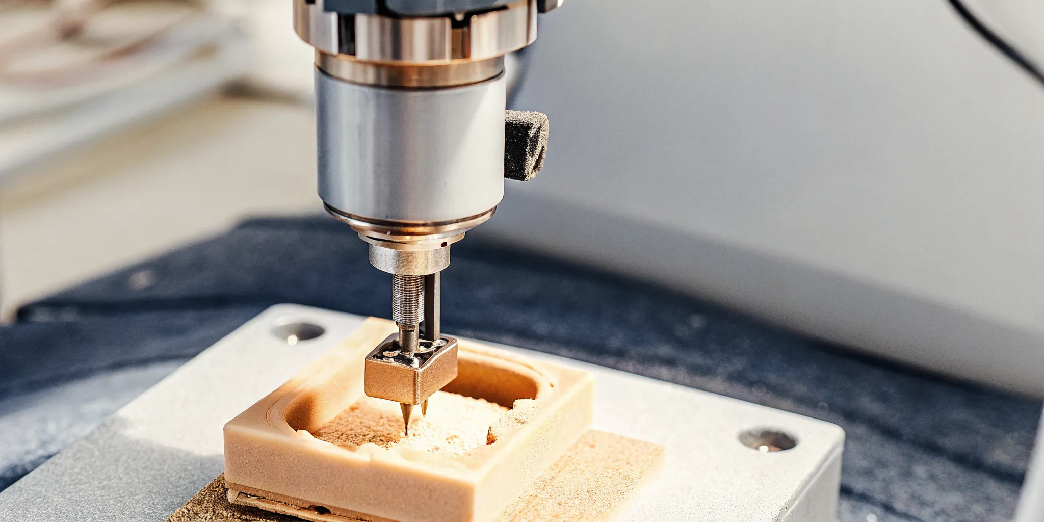 Precision CAD/CAM dental milling machine carving a custom dental crown in San Diego