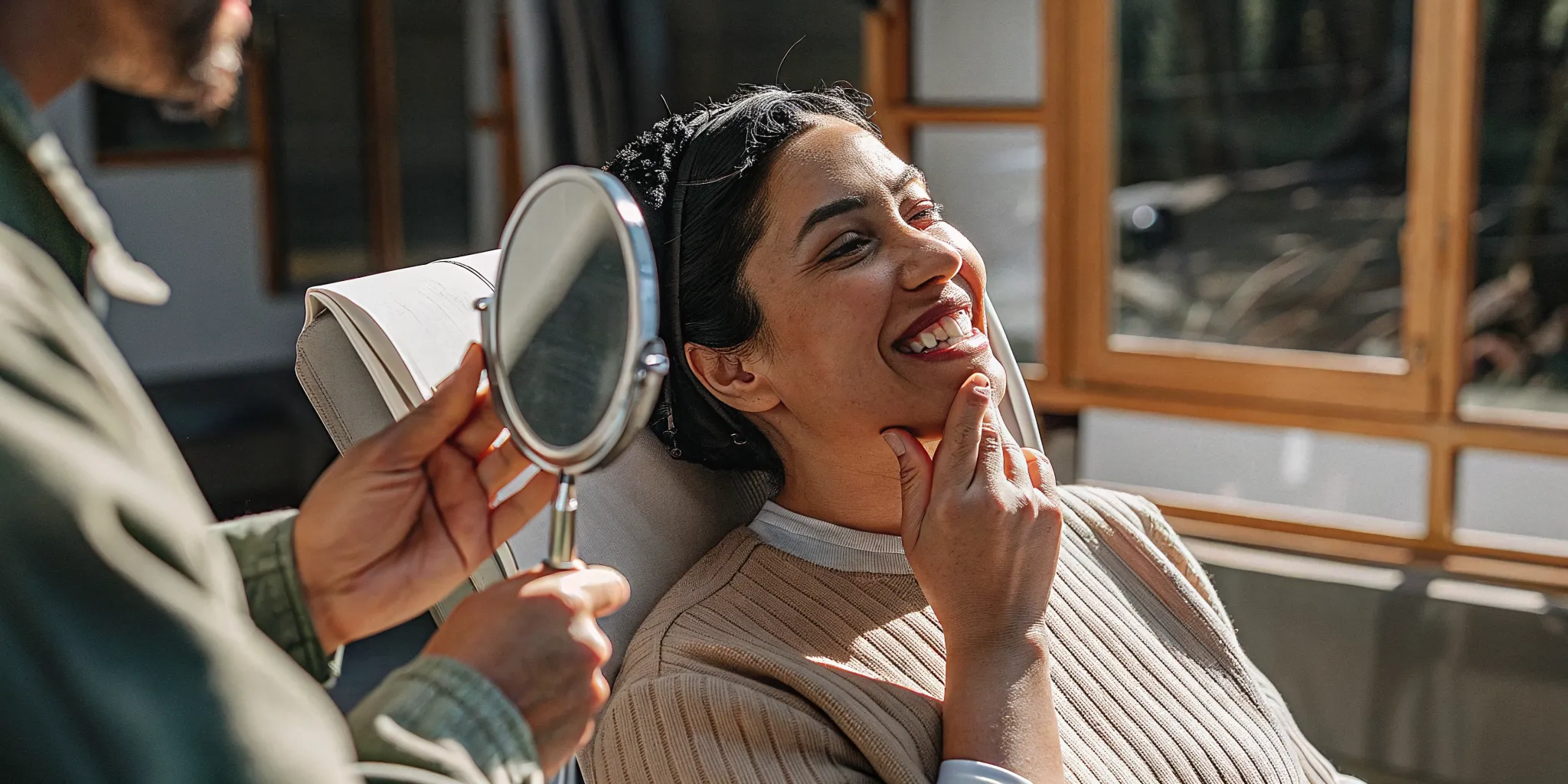 Smiling patient after a root canal treatment in a San Diego dental clinic