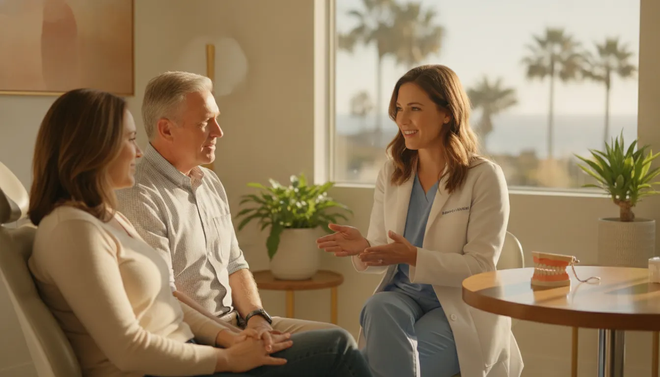 Dental team discussing preventive sealant care with patients