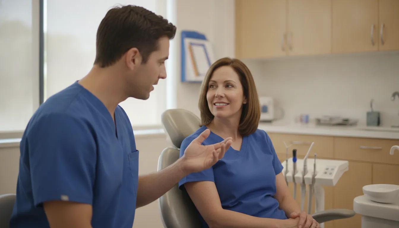 Dentist discussing jaw joint concerns with a patient
