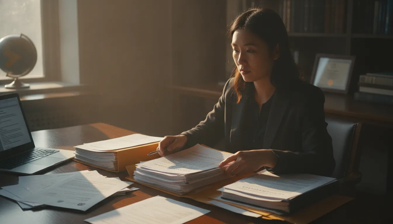 International graduate applicant organizing documents for credential evaluation