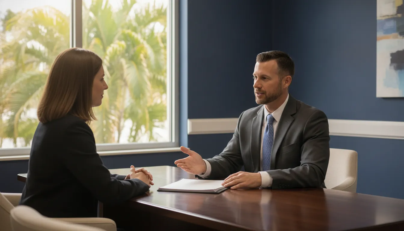 Florida personal injury attorney meeting with an injured client