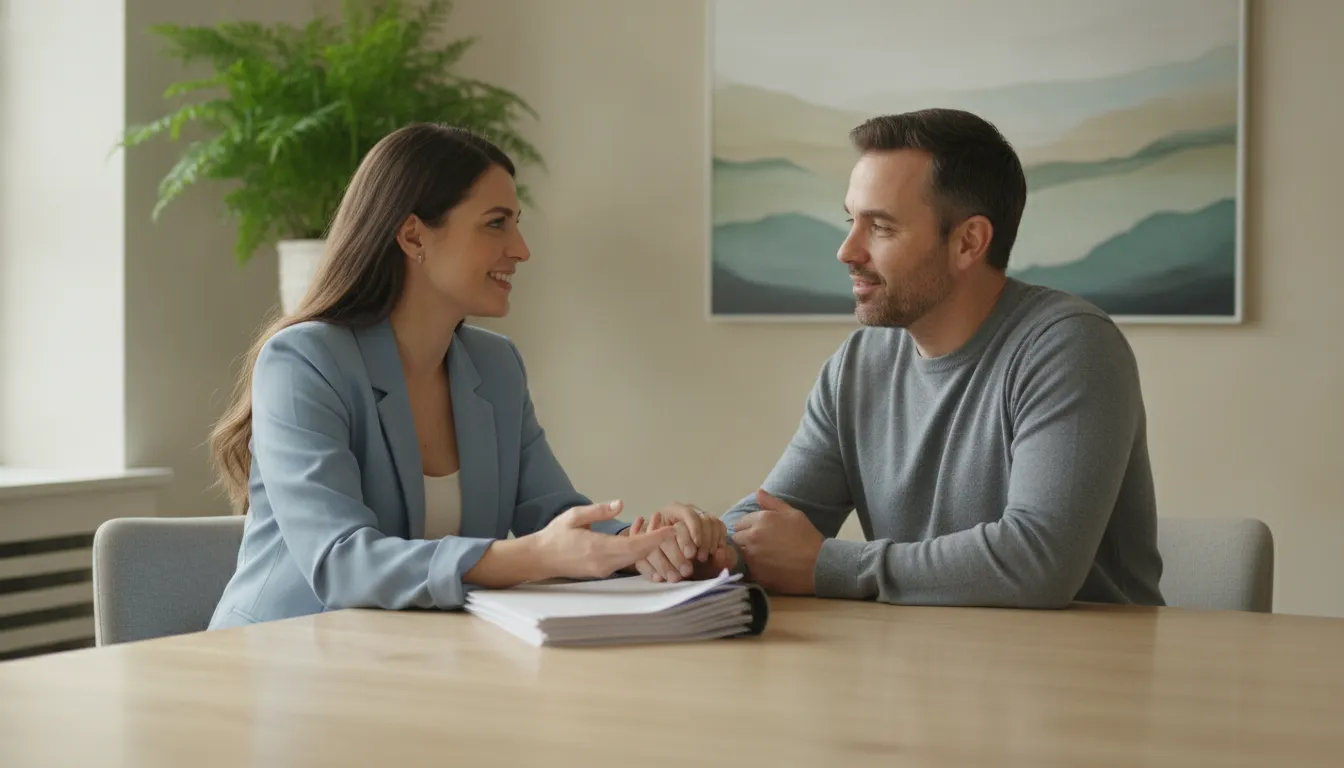 Attorney reviewing a long term disability insurance claim with a claimant