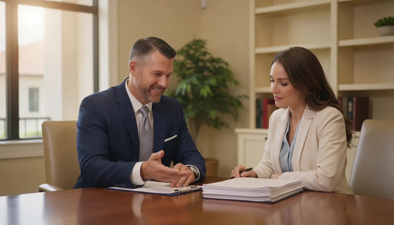 Attorney reviewing disability claim information with a client