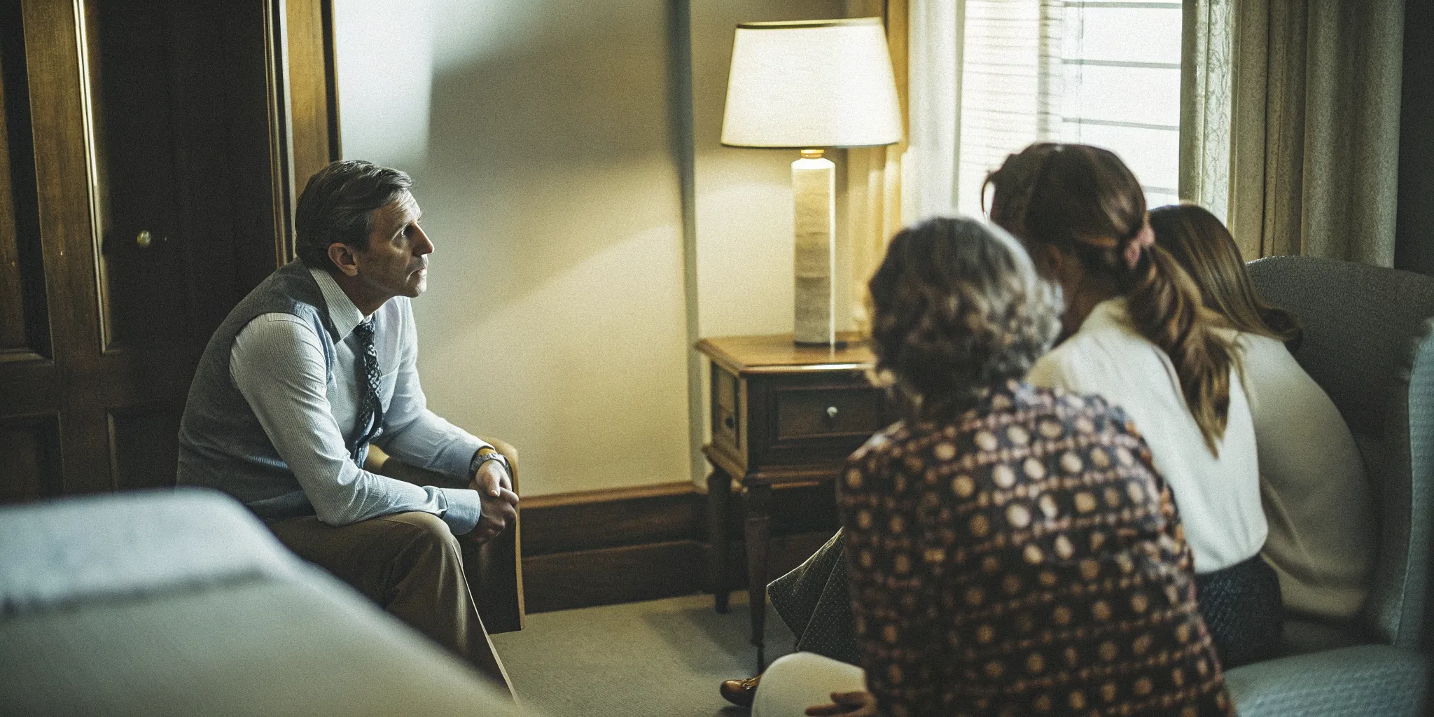 Attorney consulting with adult children about a wrongful death claim