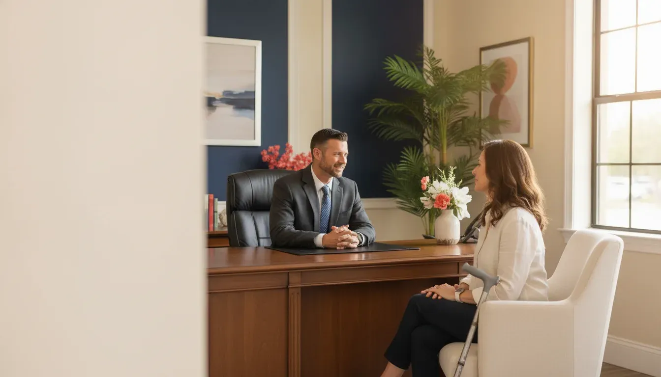 Florida pedestrian accident lawyer meeting with an injured pedestrian client