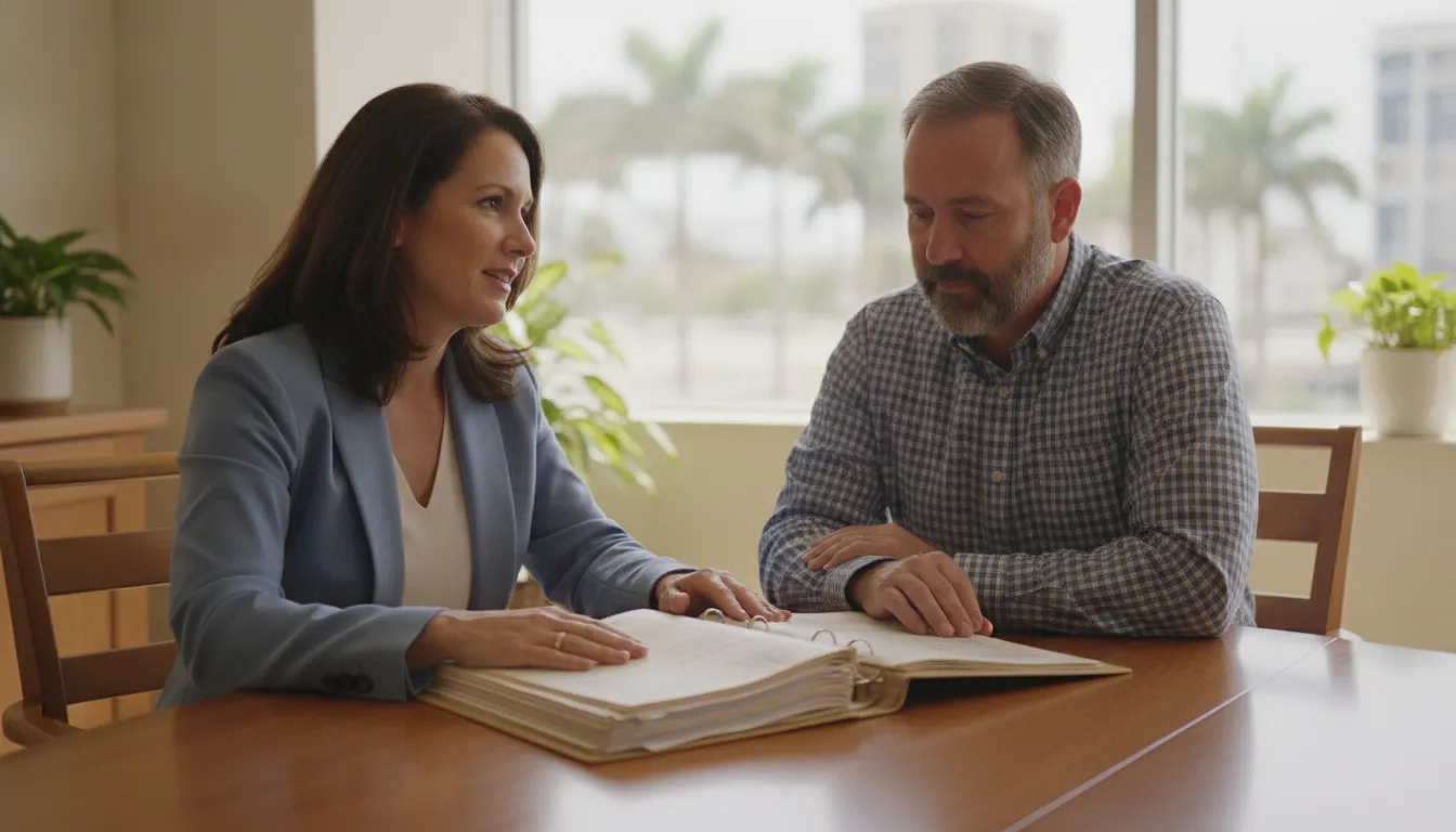 Claimant discussing medical evidence with an SSDI lawyer