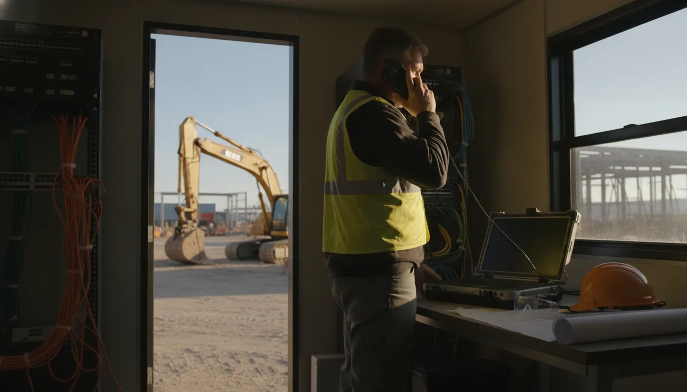 Managed IT support for a construction project office Construction superintendent coordinating a managed IT field-to-office handoff