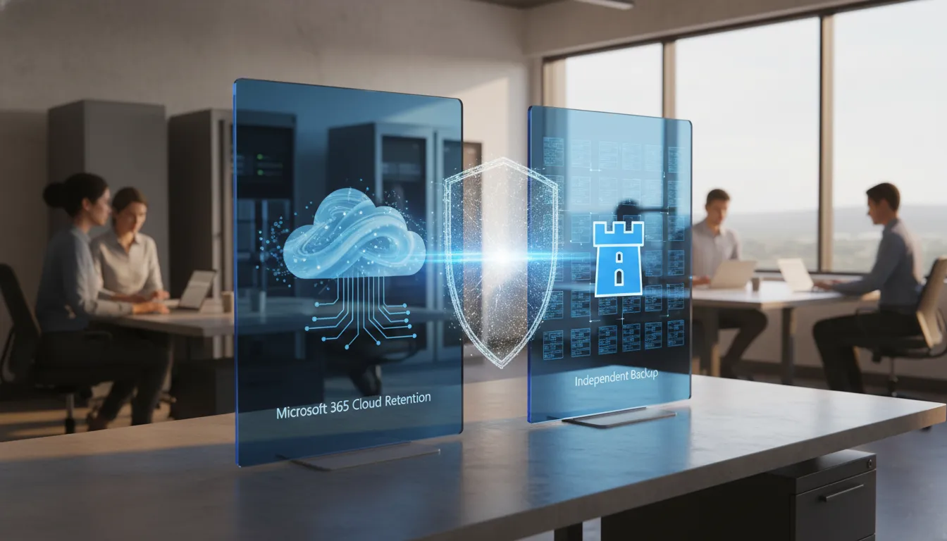 Separate Microsoft 365 retention and backup protection layers for a small business
