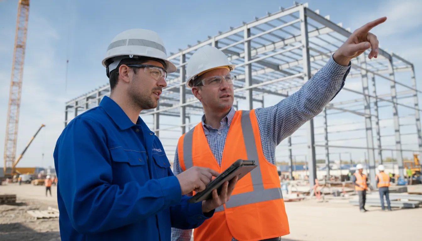 IT team remotely monitoring a construction and industrial work site