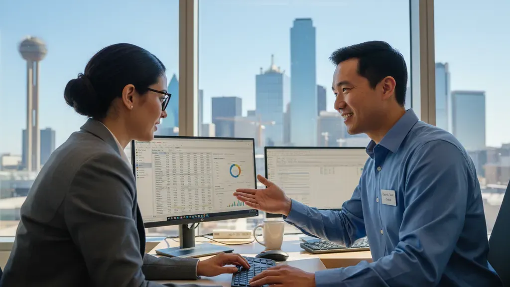 IT support specialist assisting a CPA at their desk in a Central Texas accounting firm