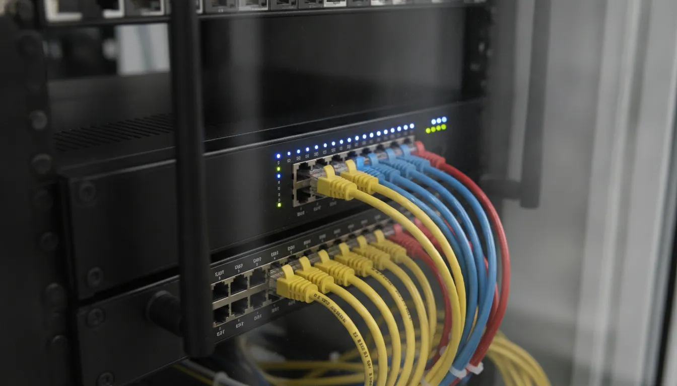 Professional office network router and switch setup for business VoIP