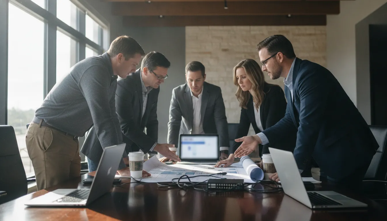 Small business leaders working with an IT advisor on a technology roadmap