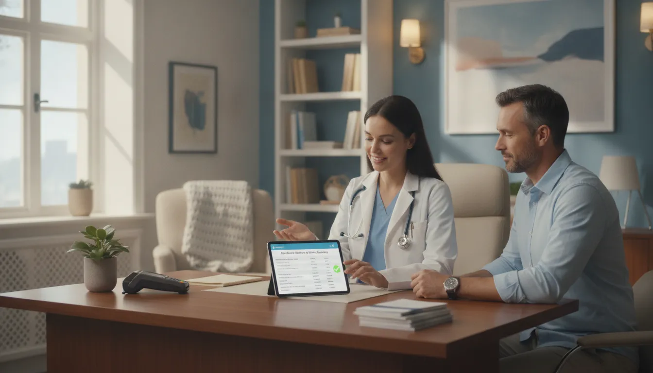 Doctor consulting with a patient in a warm medical office setting