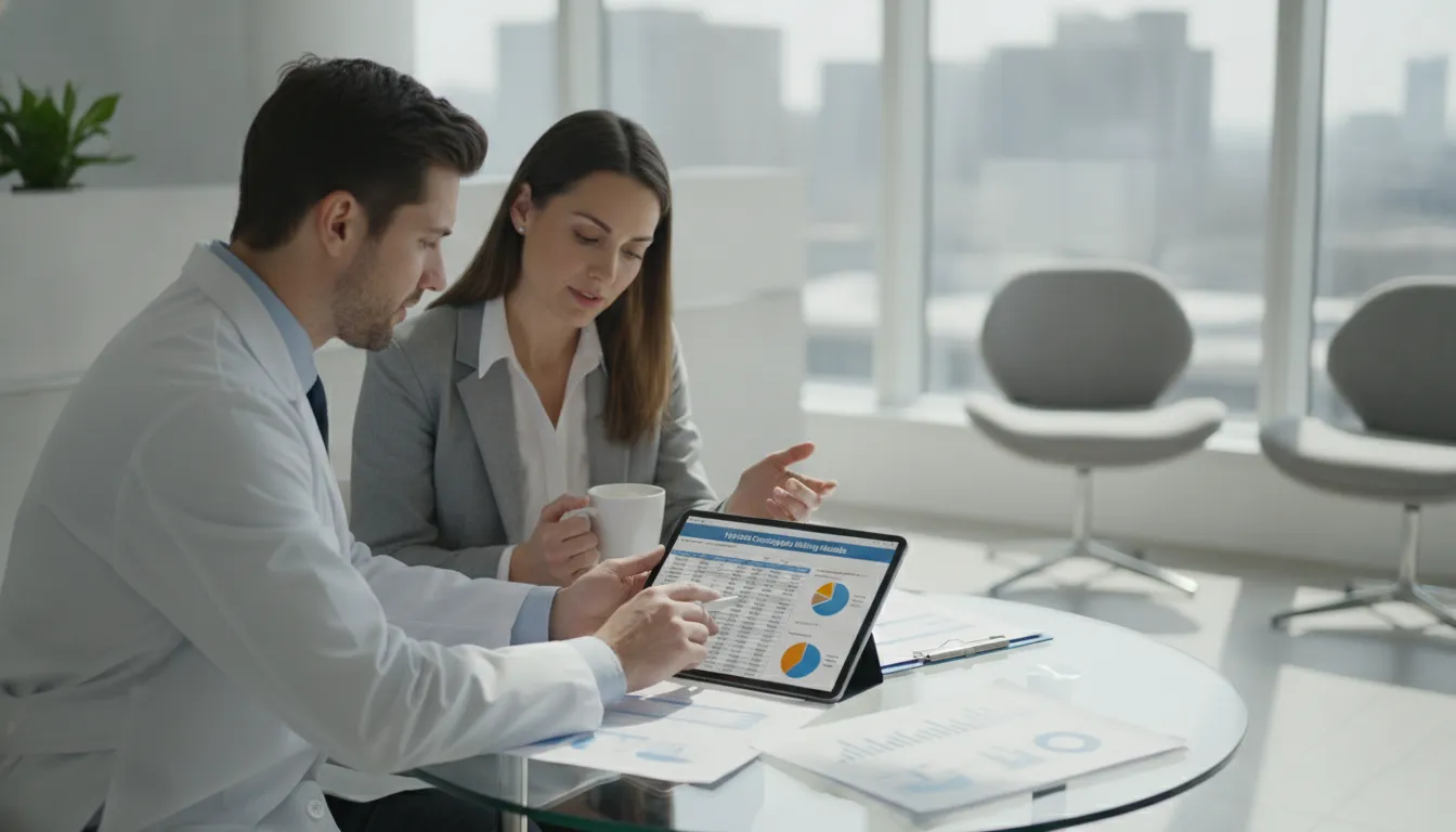 Doctor reviewing hybrid billing model options for concierge practice