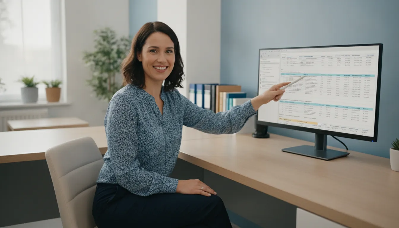 AMS Solutions medical billing specialist reviewing respectful patient accounts on screen