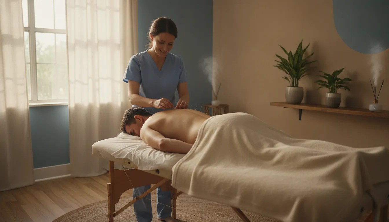 Adult receiving complementary massage in a Sarasota recovery setting