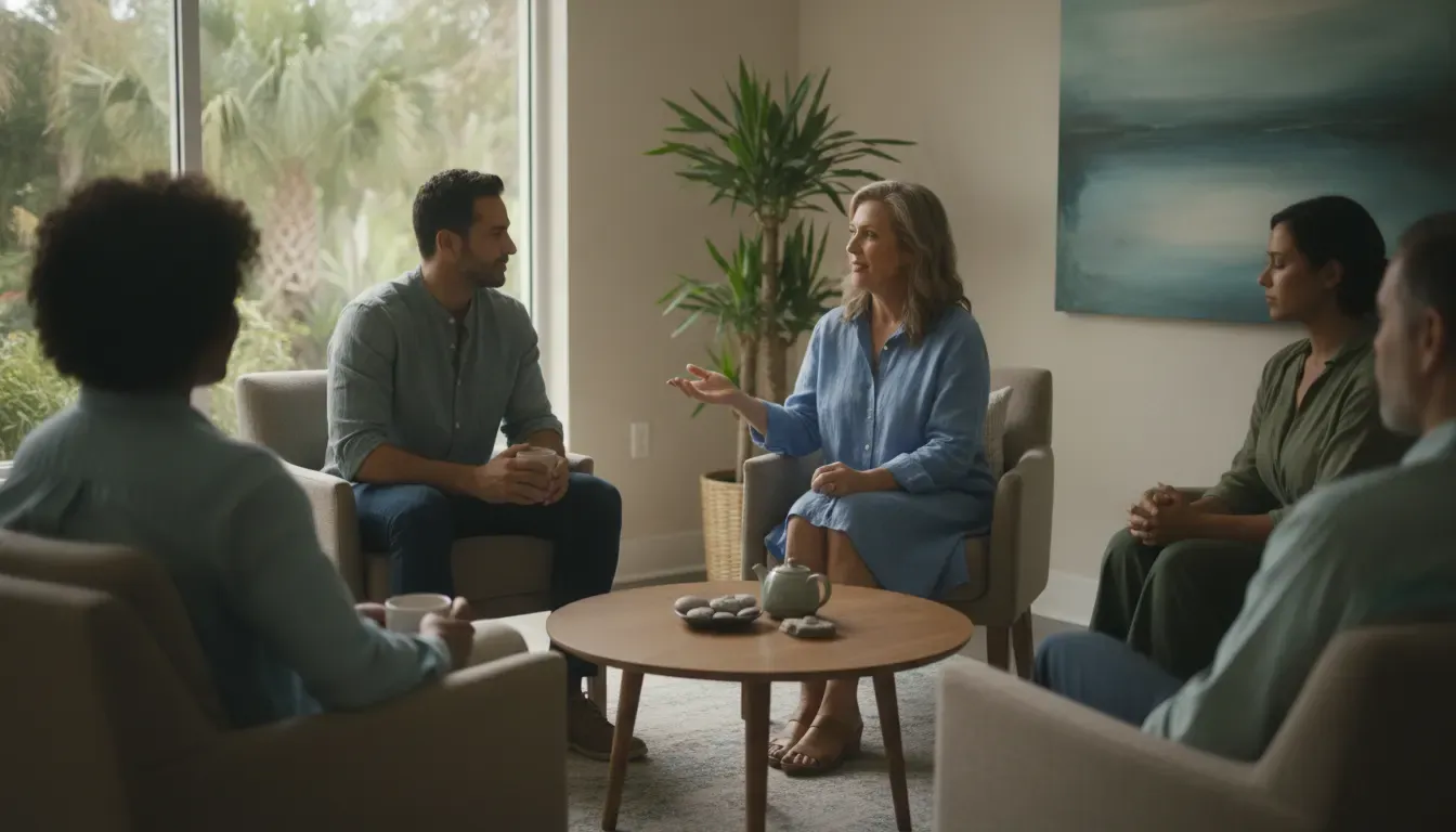 Small group discussion about family support and recovery