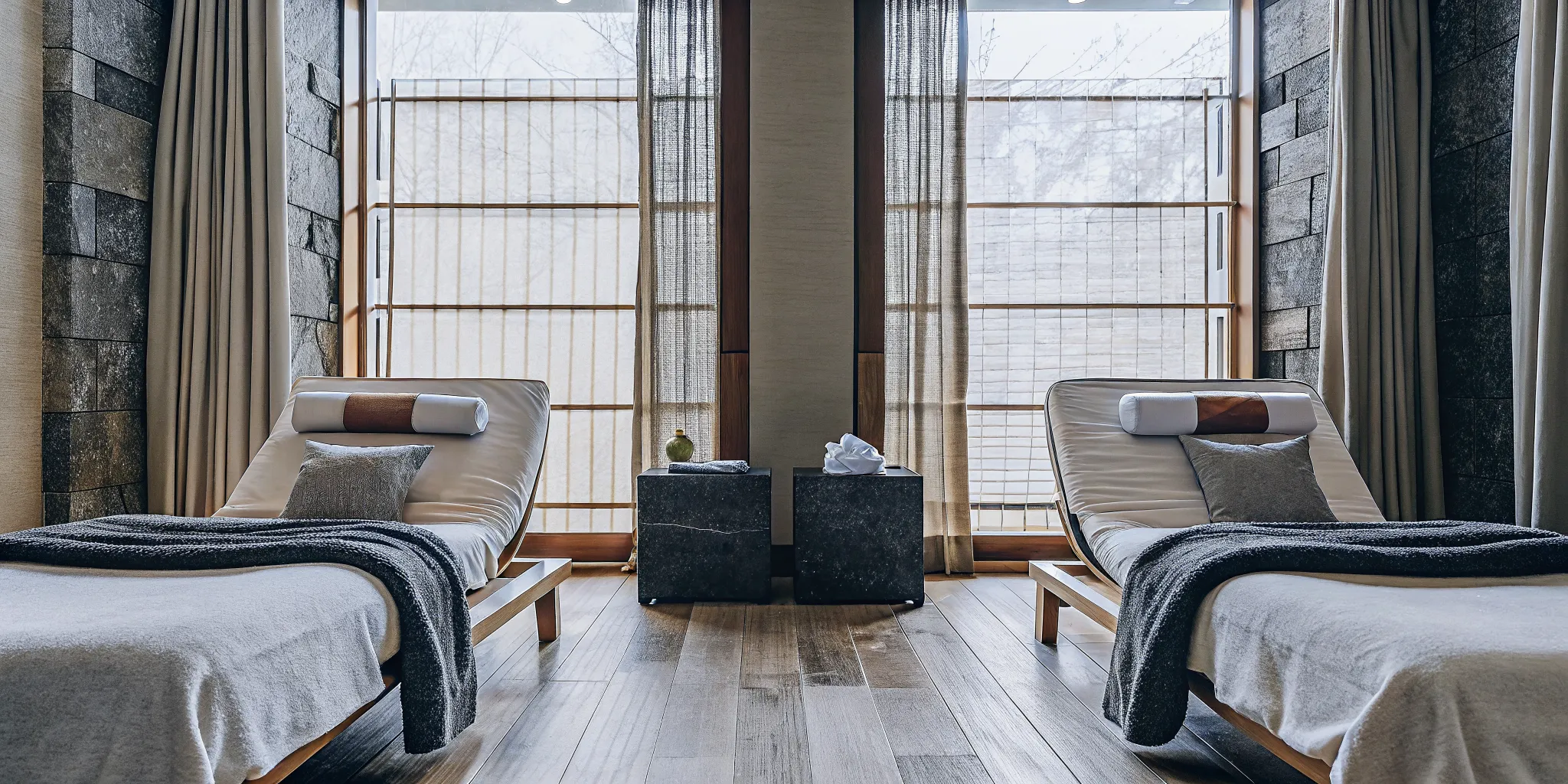 A serene therapy treatment room with warm earth tones and soft natural light for CranioSacral Therapy