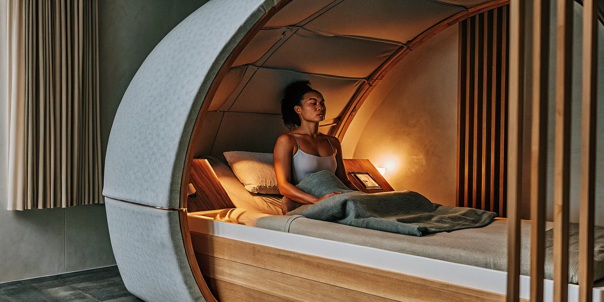 Sensory floatation tank with soft blue ambient lighting at MindSpa in Sarasota