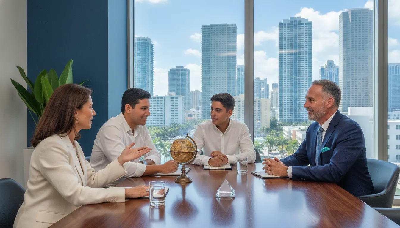 Latin American family meeting with a fiduciary wealth advisor about coordinated planning