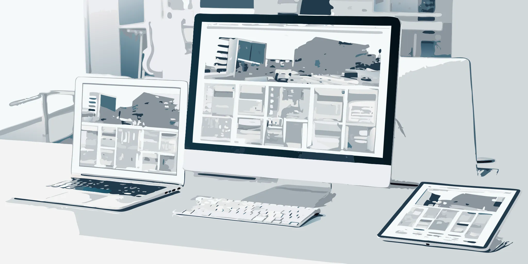 Real estate brokerage back office software on a laptop and tablet.