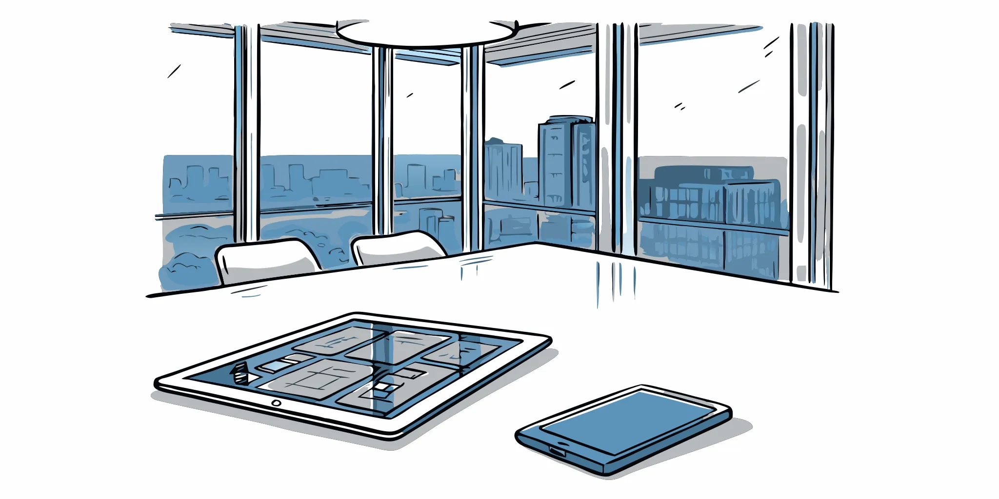 A tablet showing paperless real estate brokerage solutions on a modern office desk.