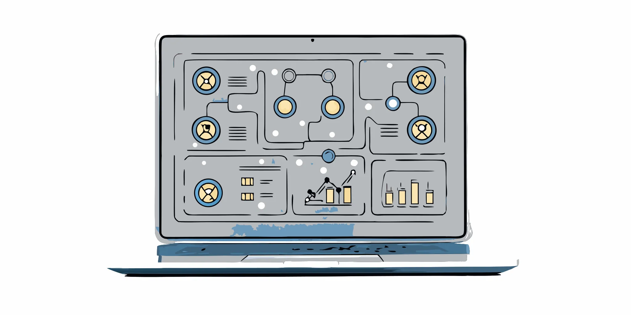 Transaction management software with a commission tracking dashboard on a laptop.