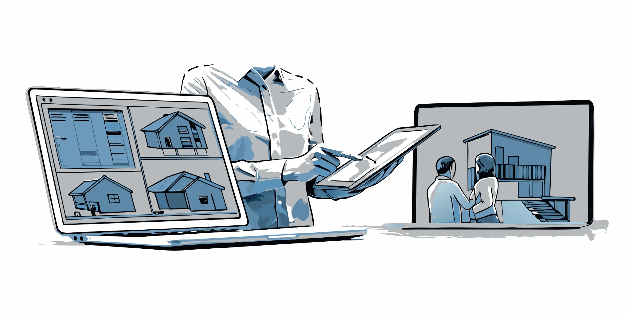 Automated CDA for real estate commissions displayed on a laptop and tablet.