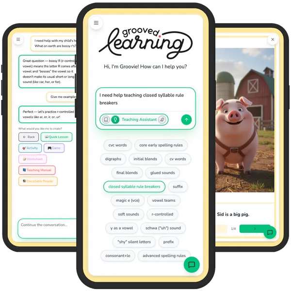 Groovie reading and spelling teaching support tool