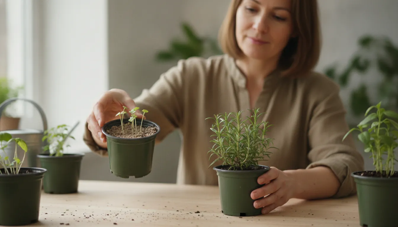 Gardener checking moisture in an indoor plant pot by hand